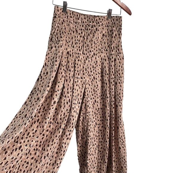 Anthropologie Maeve Isobel Pleated Wide-Leg Animal Print Pants Size Small - Picture 2 of 11